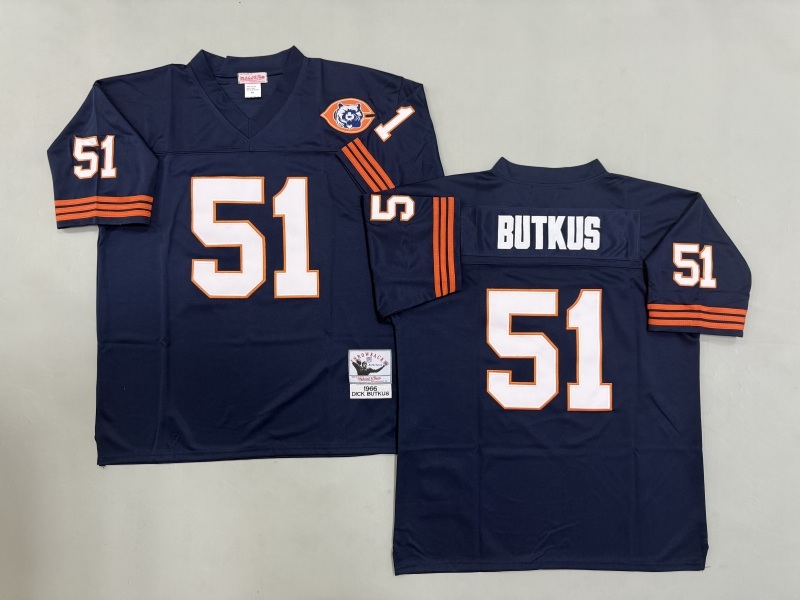 Men 2025 Nike Chicago Bears 51 Butkus Blue Throwback Limited NFL Jersey style 001